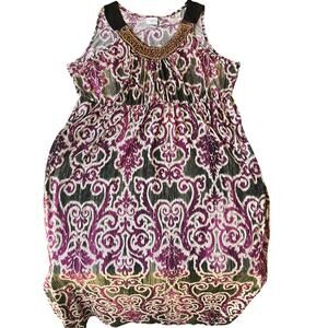 Jaclyn Smith Women Sleeveless V-neck Maxi Dress size 2XL, Floral Purple & Black